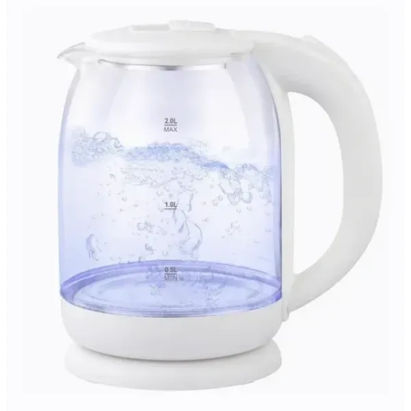 Электрический чайник Goldteller MG-06 стеклянный электрочайник с подсветкой воды, 1.8 л ∙ Белый / черный