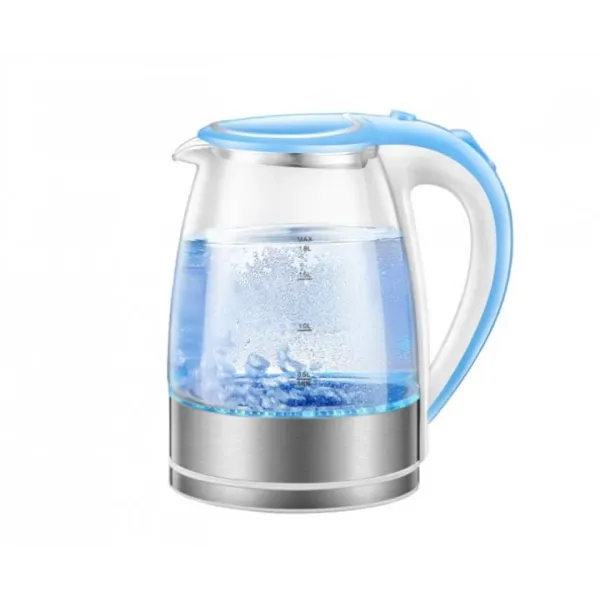 Электрический чайник Goldteller MG-07 BLUE стеклянный электрочайник с подсветкой воды, 1.8 л