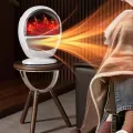 Электрический обогреватель с эффектом камина 900 Вт белый • Керамический тепловентилятор 900 Вт с имитацией пламени, 3 режимами и защитой от перегрева