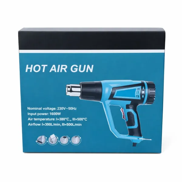 Фен промышленный Hot Air Gun 1600W 4 насадки X512 • Технический строительный фен для пайки, снятия краски, нагрева и термоусадки с насадками