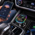 FM-трансмиттер Bluetooth HM103 с быстрой зарядкой • Автомобильный FM-модулятор HM103 с USB QC 3.0, Type-C PD, RGB-подсветкой, Hands Free и воспроизведением музыки с флешки