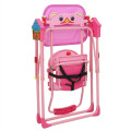 Детская складная качеля для дома с защитой от солнца, световыми и звуковыми эффектами X623 розовая• Напольная качеля для малыша с ремнями безопасности и подставкой для ног • Качеля детская для дома и улицы
