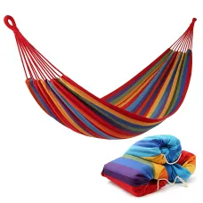 Гамак садовый двухместный 150×200 см • Хлопковый подвесной гамак для дачи дома и отдыха на природе