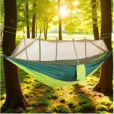 Гамак с москитной сеткой 220×120 см • Туристический подвесной гамак-кокон для кемпинга и походов