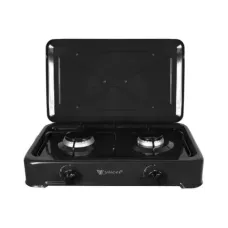 Газовая настольная плита на 2 конфорки YUCEL O-200-LPG-BLACK • Двухконфорочная плита для дома, дачи, кухни и приготовления пищи