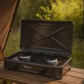Газовая настольная плита на 2 конфорки YUCEL O-200-LPG-BLACK • Двухконфорочная плита для дома, дачи, кухни и приготовления пищи