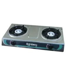 Газовая плита на 2 турбо конфорки Rainberg Pro RB-02 ∙ Двухконфорочная настольная газовая поверхность ∙ Нержавеющая сталь