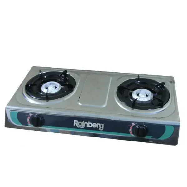 Газовая плита на 2 турбо конфорки Rainberg Pro RB-02 ∙ Двухконфорочная настольная газовая поверхность ∙ Нержавеющая сталь