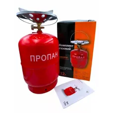 Газовий балон 12 л з пальником 22 см побутовий комплект • Туристичний газовий комплект 2200 Вт з конфоркою, краном-перехідником і ручкою для перенесення Газовий балон 12 л з пальником 22 см побутовий комплект • Туристичний газовий комплект 2200 Вт з конфоркою, краном-перехідником і ручкою для перенесення