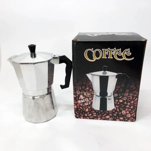 Гейзерная кофеварка UNIQUE UN-1912 на 6 чашек 270 мл ∙ Гейзер для молотого кофе из алюминия с бакелитовой ручкой для дома и кухни