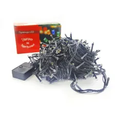 Гирлянда черный провод лампа Рубинка большая 200LED ∙ Прозрачная круглая гирлянда 200LED