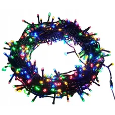 Гирлянда нитка 300LED warm 100-10 LED флеш на черном проводе ∙ Провод гирлянда шарики 300 LED