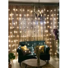 Гирлянда штора Водопад на окно Холодный белый цвет свечения, 3х2м 240 LED с коннектором