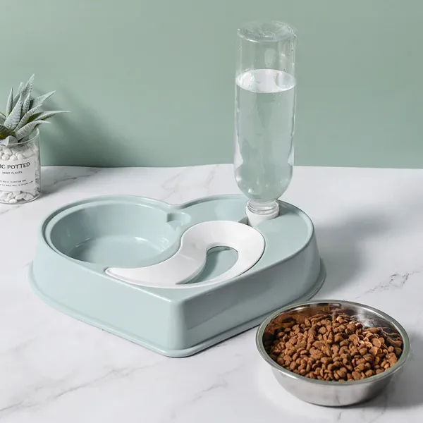 Кормушка с автоматической поилкой для домашних животных Dog Cat Bowl ∙ Миска – автопоилка в форме сердца для кошек и собак