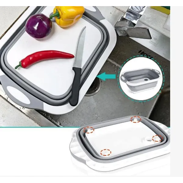 Хозяйственная корзина - доска разделочная 2 в 1 Складная миска - трансформер для кухни