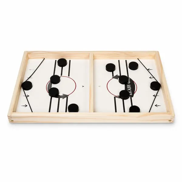 Игра-катапульта FoosballWinner KAR331 для двух игроков • настолка на реакцию и ловкость: деревянное поле, 10 пластиковых шайб, для детей от 6 лет и взрослых