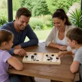 Игра-катапульта FoosballWinner KAR331 для двух игроков • настолка на реакцию и ловкость: деревянное поле, 10 пластиковых шайб, для детей от 6 лет и взрослых