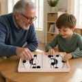Игра-катапульта FoosballWinner KAR331 для двух игроков • настолка на реакцию и ловкость: деревянное поле, 10 пластиковых шайб, для детей от 6 лет и взрослых