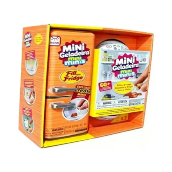 Игровой холодильник Mini Geladeira DT-1624 • Детский набор Mini Minis DT-1624 с мини-холодильником, 2 шарами-сюрпризами и миниатюрами продуктов для игр от 8 лет