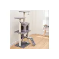 Игровой комплекс APOLLO-1 50×40×125 см серый • Домик-когтеточка APOLLO-1 для котов с гамаком, площадками и сизалевыми столбиками