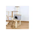Игровой комплекс APOLLO-2 50×40×125 см серо-бежевый • Домик-когтеточка APOLLO-2 для котов с прозрачной лежанкой и площадками