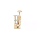 Игровой комплекс APOLLO-3 50×50×130 см бежевый • Домик-когтеточка APOLLO-3 для котов с двумя домиками, лестницей и лежанками