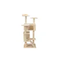 Игровой комплекс APOLLO-3 50×50×130 см бежевый • Домик-когтеточка APOLLO-3 для котов с двумя домиками, лестницей и лежанками