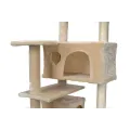 Игровой комплекс APOLLO-3 50×50×130 см бежевый • Домик-когтеточка APOLLO-3 для котов с двумя домиками, лестницей и лежанками