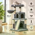 Игровой комплекс APOLLO-4 48×48×105 см серый • Домик-когтеточка APOLLO-4 для котов с гамаком, лежанкой и площадками