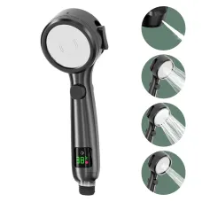 Инновационная лейка для душа с индикатором температуры · 4 режима струи · Режим водосбережения · Кнопка Стоп