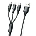 Кабель 3 в 1 26X-202 USB-A 1,2 м черный • Зарядный кабель 26X-202 Type-C Lightning Micro USB до 6A для быстрой зарядки и передачи данных