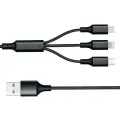 Кабель 3 в 1 26X-202 USB-A 1,2 м черный • Зарядный кабель 26X-202 Type-C Lightning Micro USB до 6A для быстрой зарядки и передачи данных