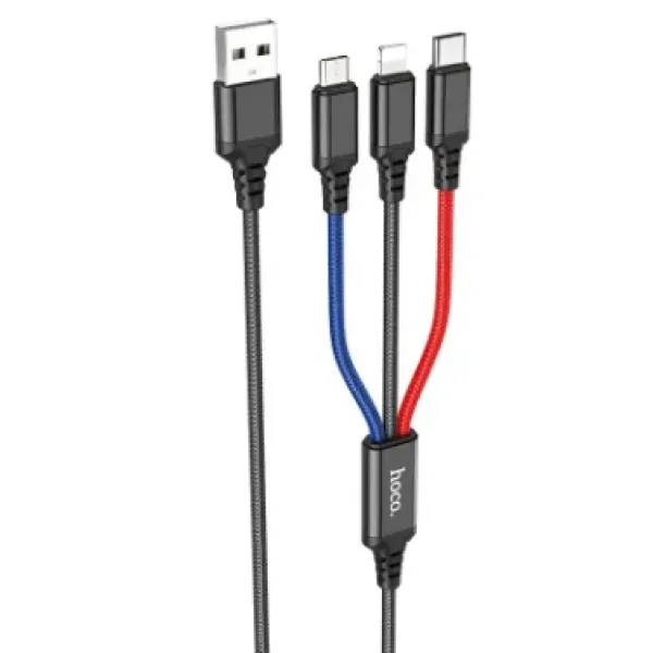 Кабель HOCO X76 Combo 3-in-1 Lightning / Micro-USB / Type-C ∙ Зарядный универсальный USB провод шнур 3 в 1 для зарядки Android / iPhone
