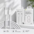 Кабель Type-C–Type-C 26X-198 60W 1 м белый • Кабель USB-C–USB-C 26X-198 для быстрой зарядки iPhone 17 Pro Max с тканевой оплеткой и SIM-ключом