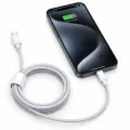 Кабель Type-C–Type-C 26X-198 60W 1 м белый • Кабель USB-C–USB-C 26X-198 для быстрой зарядки iPhone 17 Pro Max с тканевой оплеткой и SIM-ключом