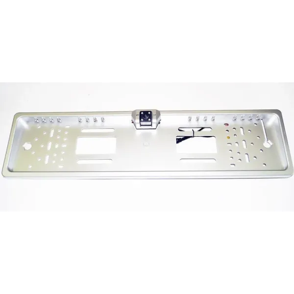 Камера заднего вида в авто номерной рамке с 4 LED подсветкой Silver PR4