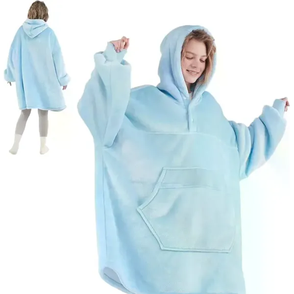 Худі Huggle Hoodie M-118 блакитне • Толстовка з капюшоном Huggle Hoodie M-118 блакитного кольору ultra plush blanket hoodie плед-худі для дому відпочинку та комфортного використання