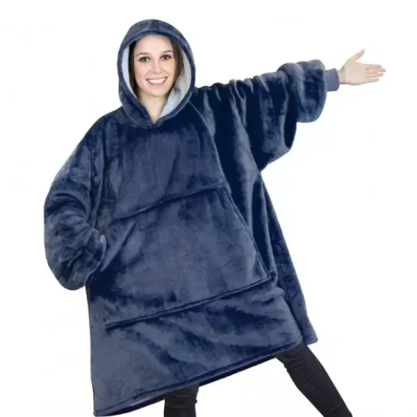 Худі Huggle Hoodie M-118 синє • Толстовка з капюшоном Huggle Hoodie M-118 синього кольору ultra plush blanket hoodie плед-худі для дому та комфортного відпочинку