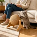 Когтеточка KAT-04 с круглой канатной сферой на основании • напольная модель для кошек, поверхность для заточки когтей, для квартиры и дома