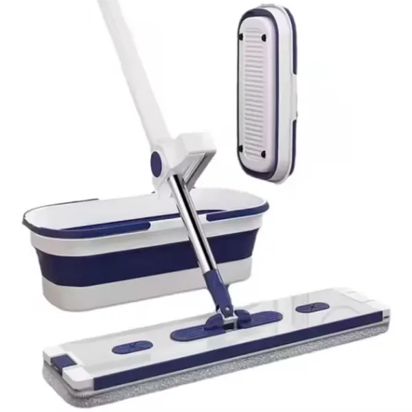 Комплект для мытья полов 2 в 1 — швабра + складное ведро • Удобное решение для быстрой и качественной уборки швабра с отжимом и складное ведро