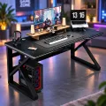 Компьютерный стол Dash S12 черный • Игровой компьютерный стол 140×60×72,5 см черный для ПК, ноутбука, работы, учебы и игровой зоны