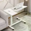 Компьютерный столик 64200 белый 60х40 см с регулировкой высоты 59–89 см • Прикроватный стол для ноутбука 64200 на колесах для дома, работы и учебы