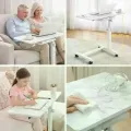 Компьютерный столик 64200 белый 60х40 см с регулировкой высоты 59–89 см • Прикроватный стол для ноутбука 64200 на колесах для дома, работы и учебы