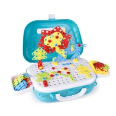 Конструктор-мозаика Мастерская Развивающий набор инструментов с шуруповёртом в кейсе