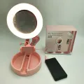 Косметическое складное зеркало с LED подсветкой для макияжа 3 в 1 Держатель телефона + органайзер для косметики