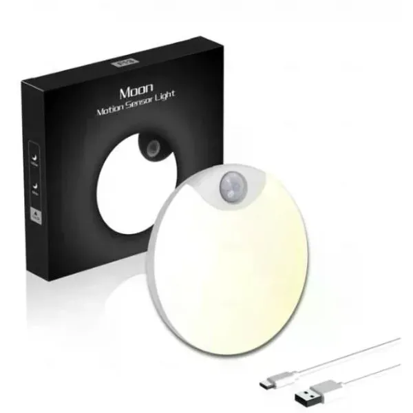 Круглый аккумуляторный LED-светильник AND HA-183 с датчиком движения • Автономный настенный ночник с магнитным креплением для дома, коридора, шкафа и лестницы