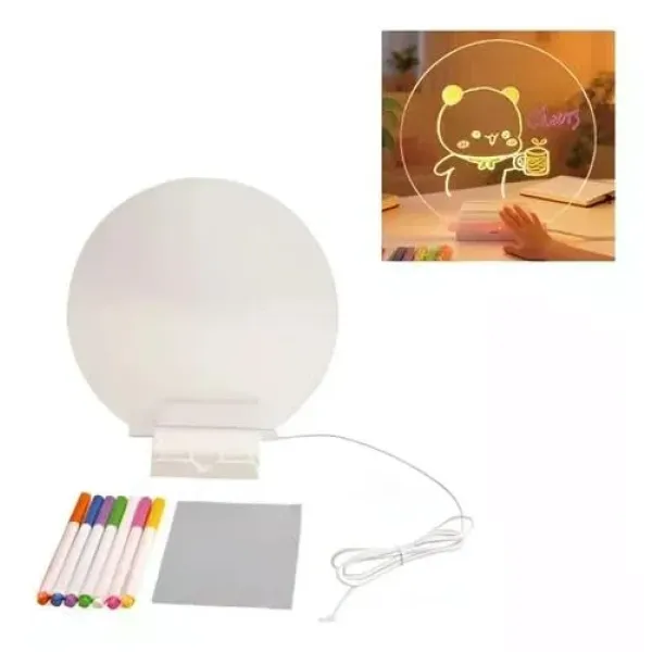 Круглий світильник-нічник WordPad AND 5502 15 см від USB • LED-дошка для нотаток AND 5502 з маркером для дому, офісу та декору