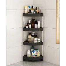 Угловой стеллаж-полочка для ванной комнаты ∙ Напольный органайзер на колесиках