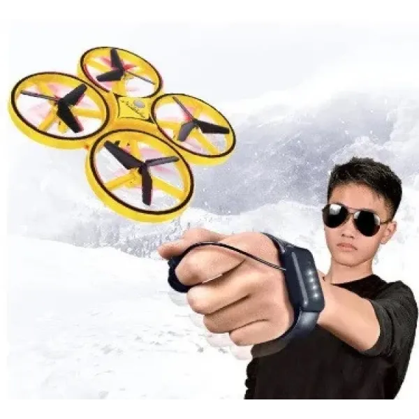 Квадрокоптер Летающий мини дрон - тарелка Trac KFR-001 с дистанционным управлением жестами от браслета