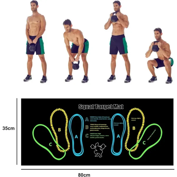 Коврик для упражнений Clefairy для приседаний с направляющей для стоп • Спортивный коврик для фитнеса, домашних тренировок и правильной постановки ног